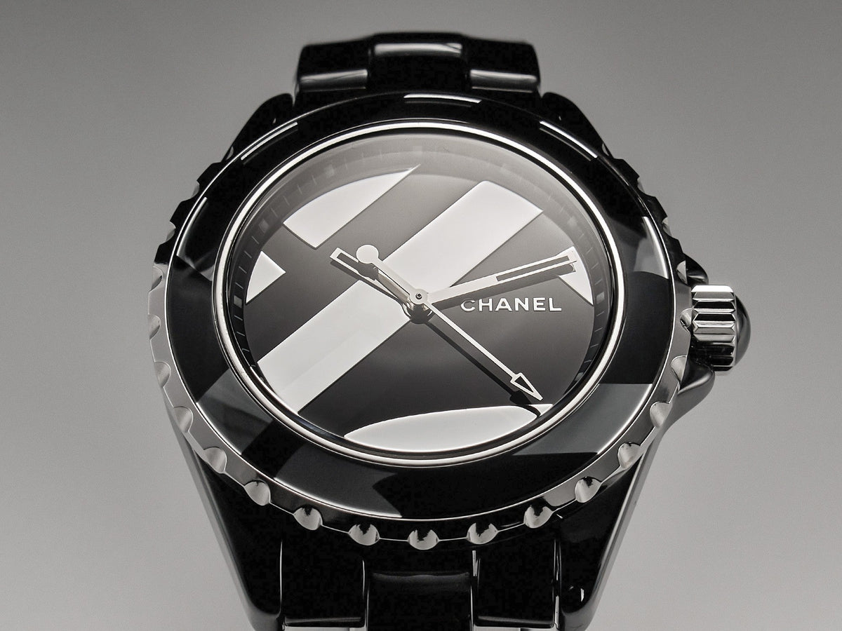 J12 38mm Automatic Limited Untitled H5582 Black Ceramic Black Steel Dial