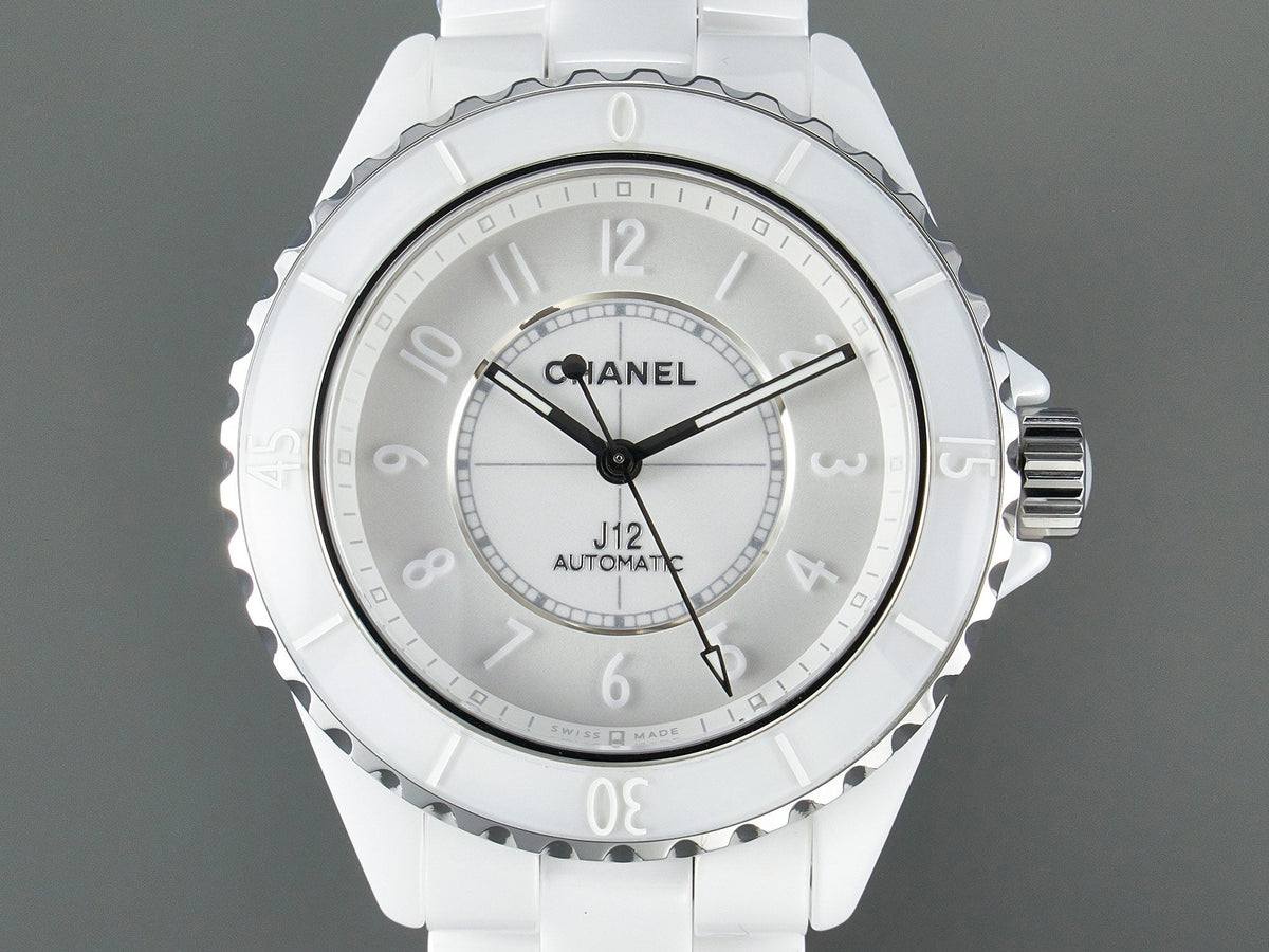 J12 Automatic White Ceramic White Numerals Black White Hands White Dial