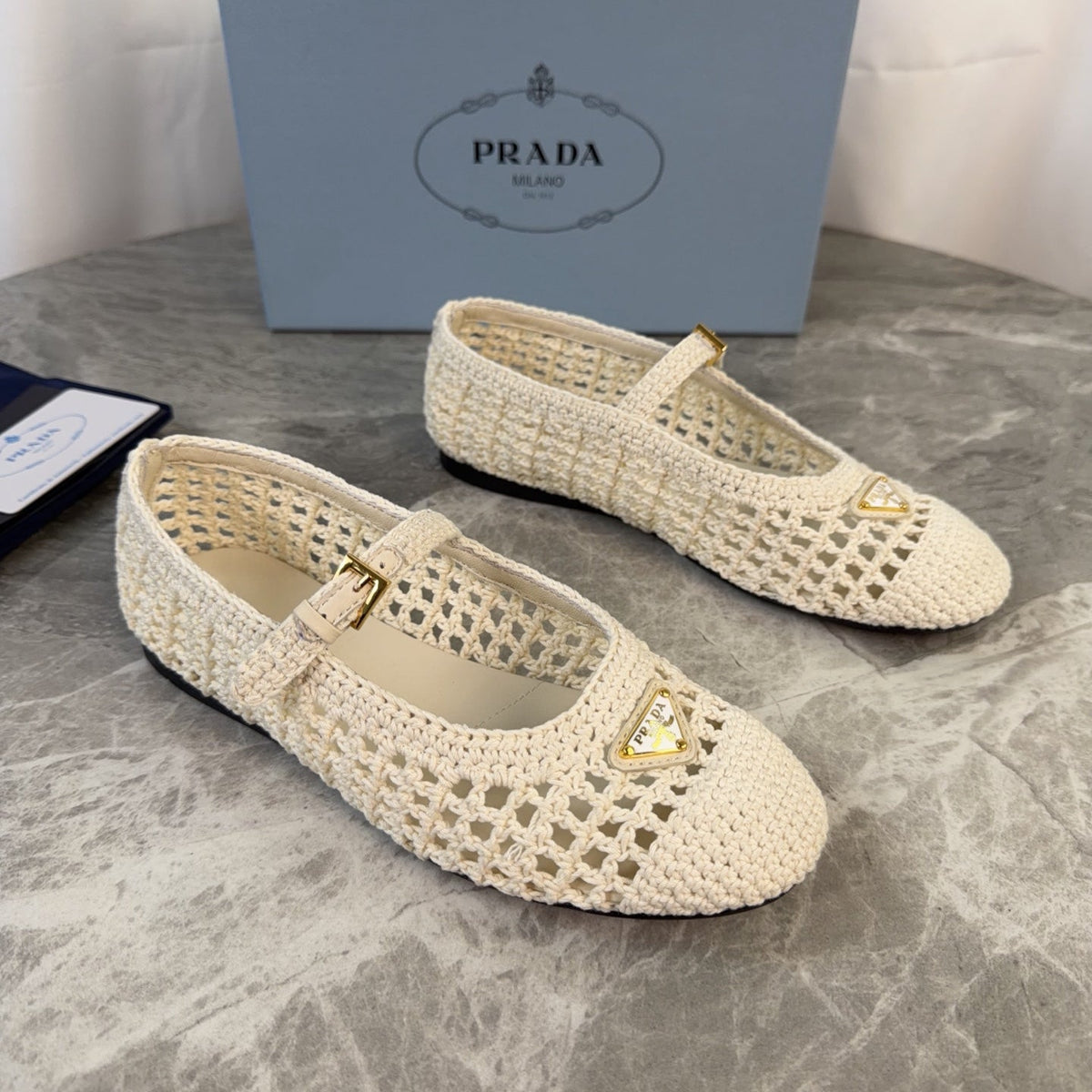 Pra 26s Ballet Flat White Leather Fabric 635155