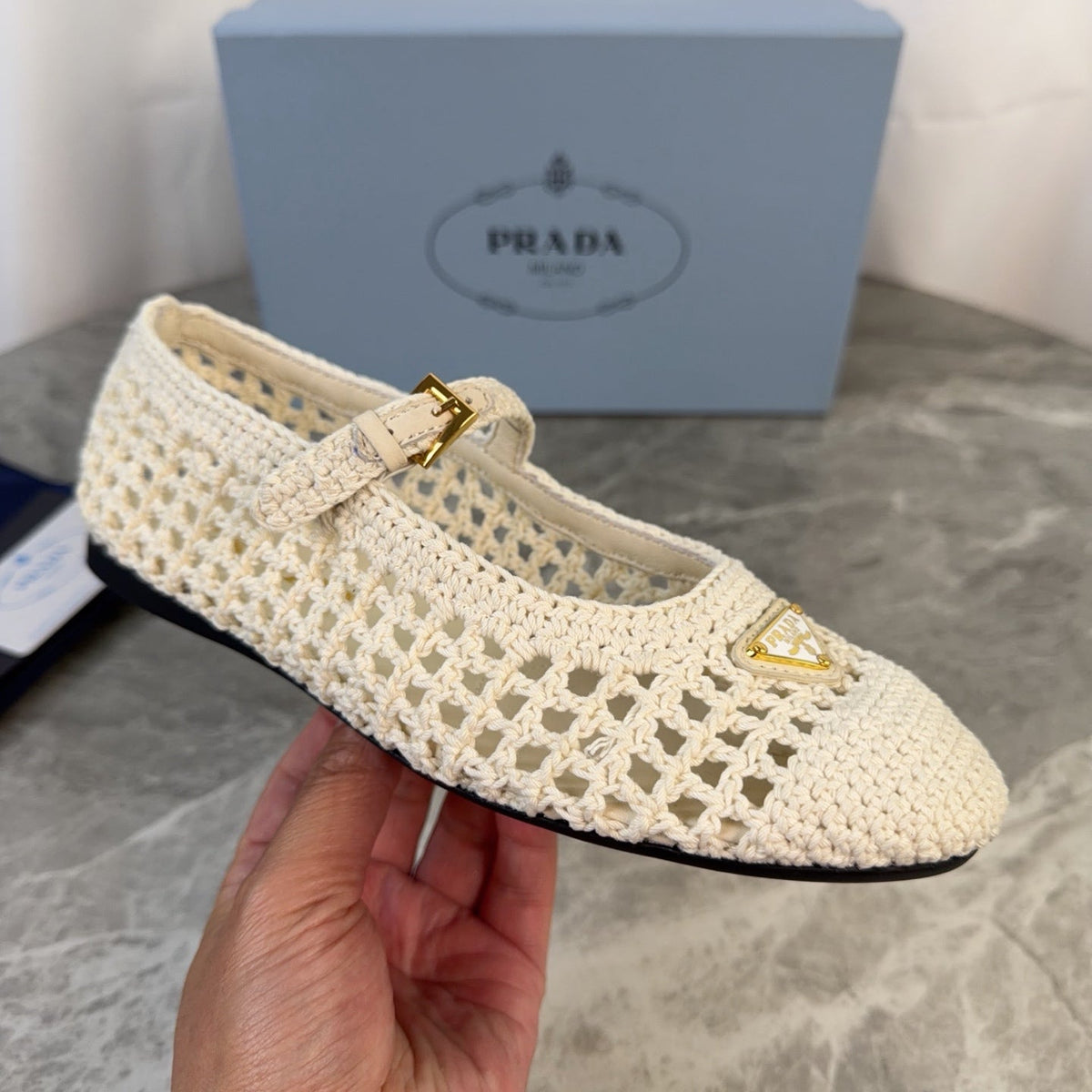 Pra 26s Ballet Flat White Leather Fabric 635155