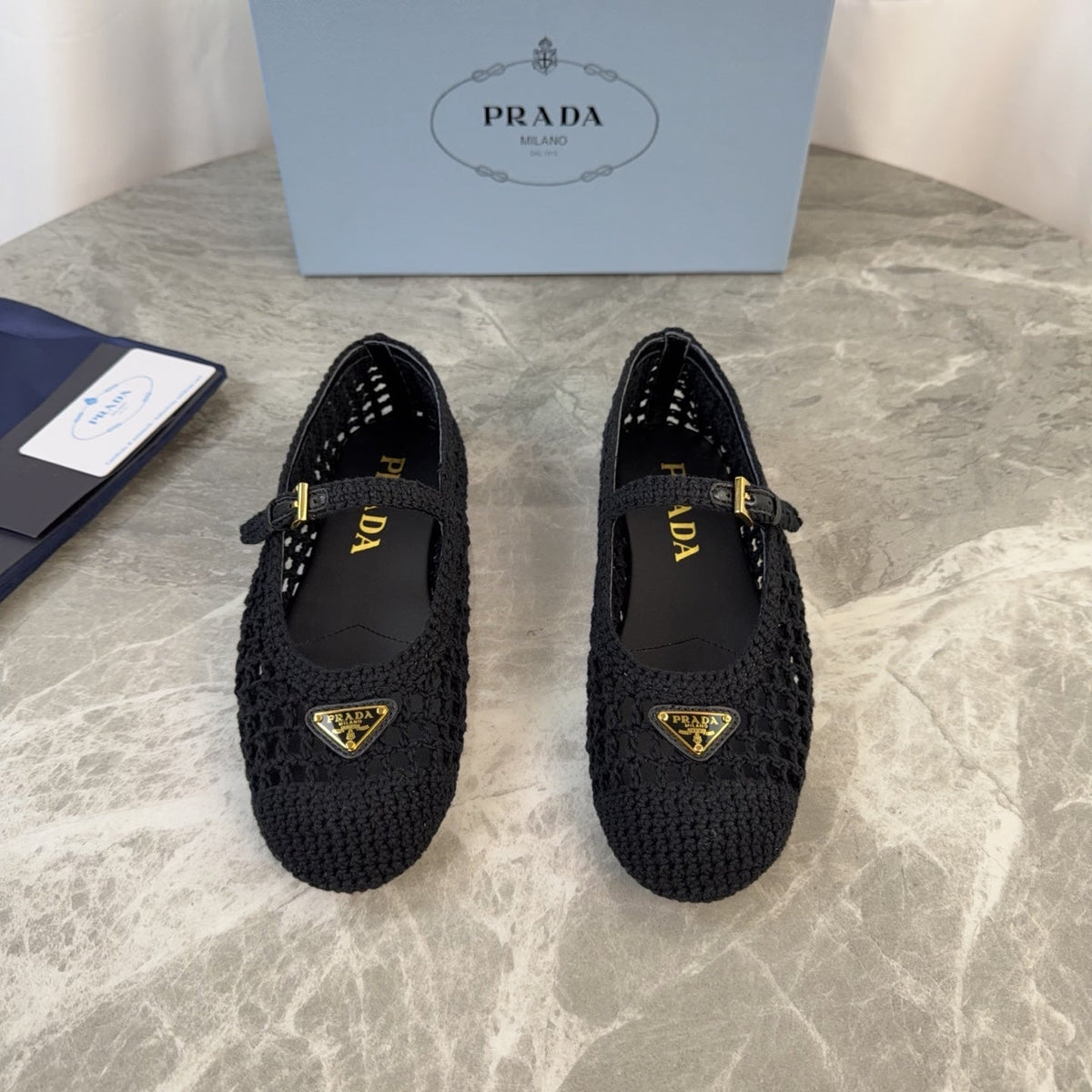 Pra 26s Ballet Flat Black Leather Fabric 635156