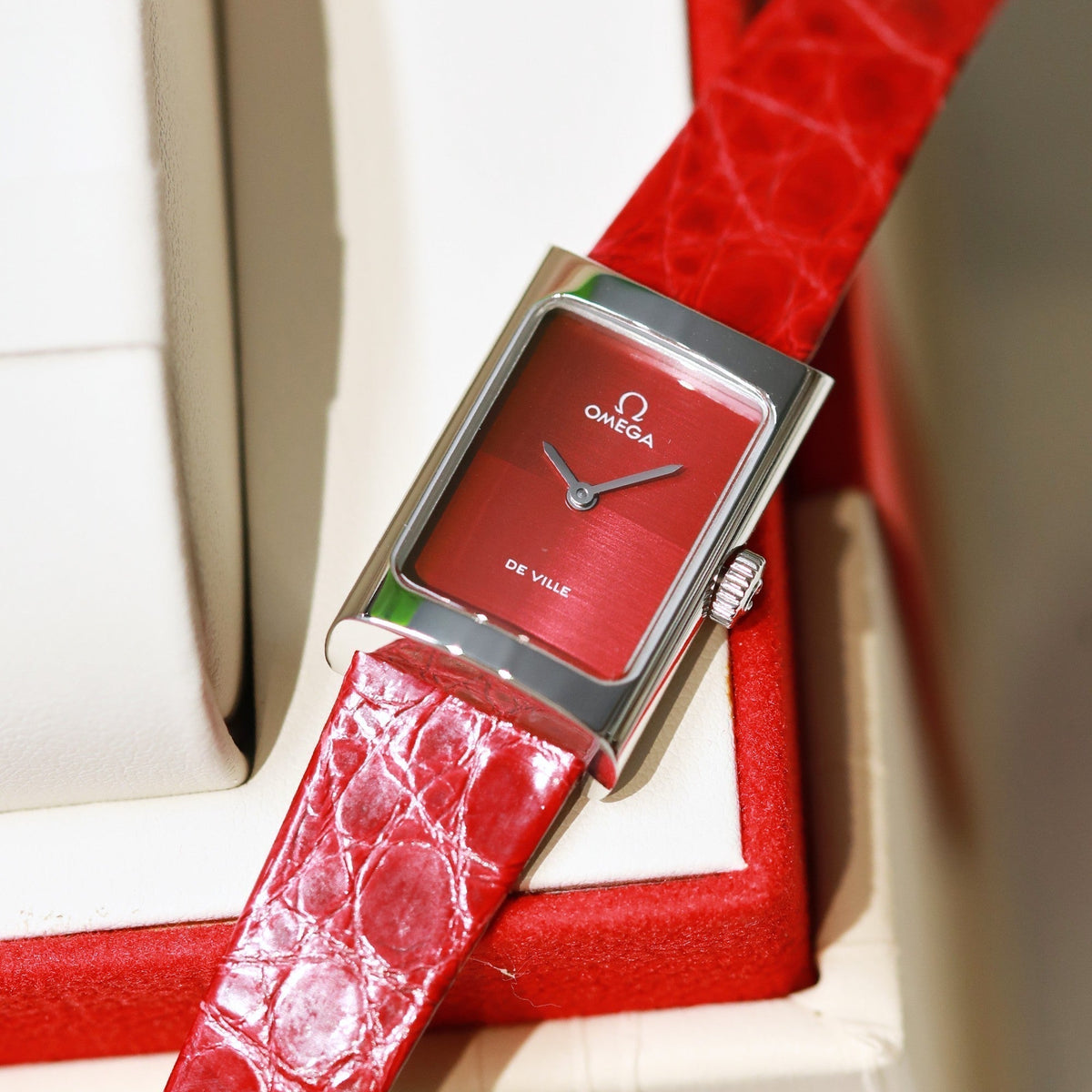 Omega De Ville 26.12mm Silver Red Dial