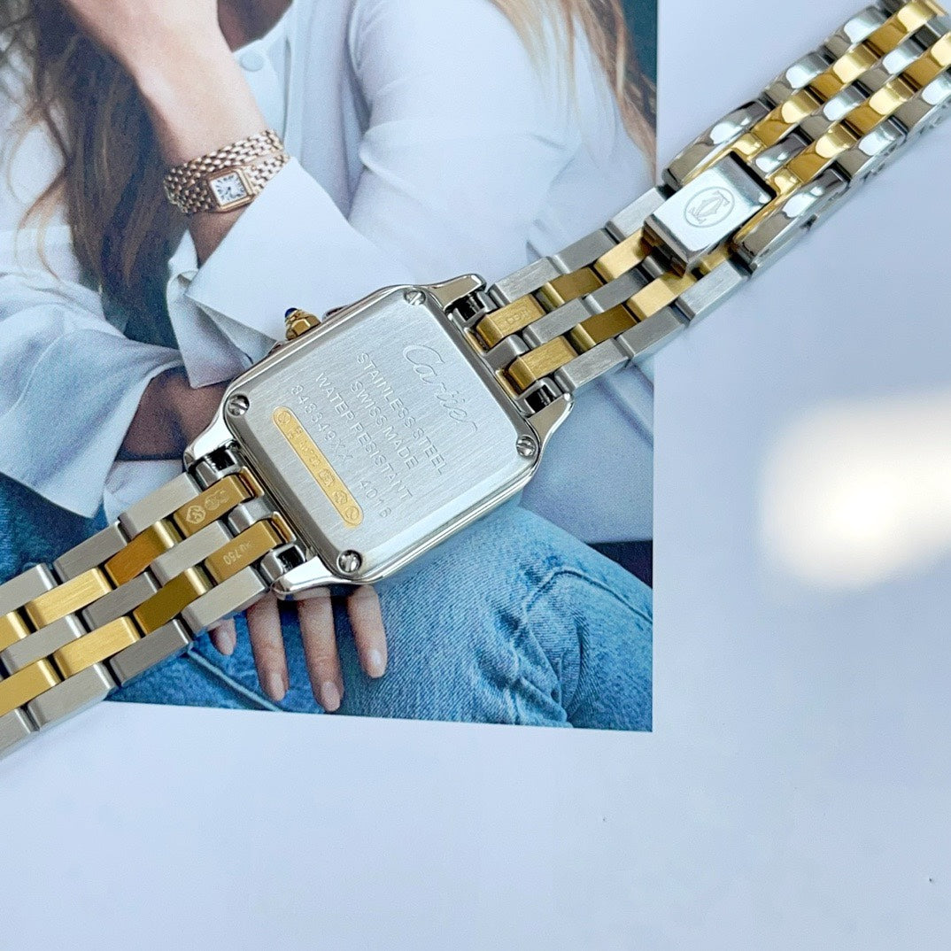Panthere 22mm Yellow Gold Silver Double Chain 44cm