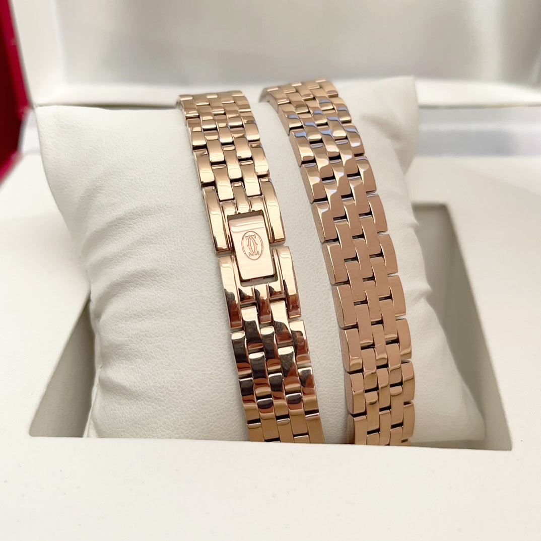 Panthere 22mm Pink Gold Diamond Bezel Double Chain 44cm