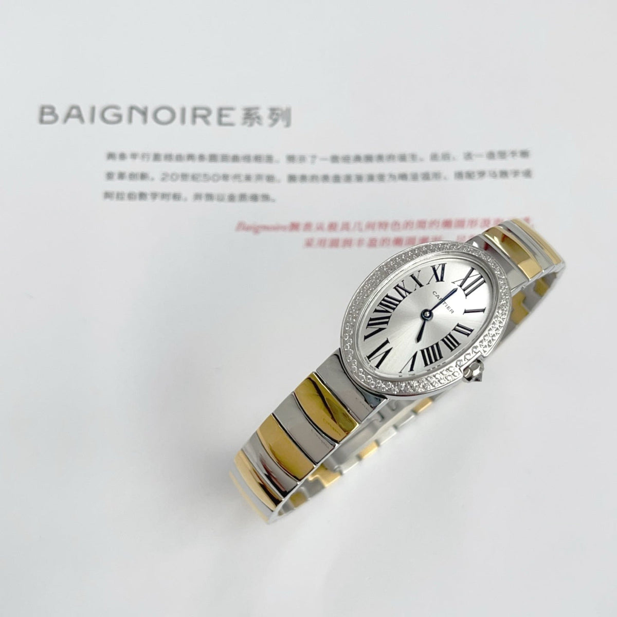 Baignoire 23mm Tow-Tone Yellow Gold Double Row Diamond Bezel