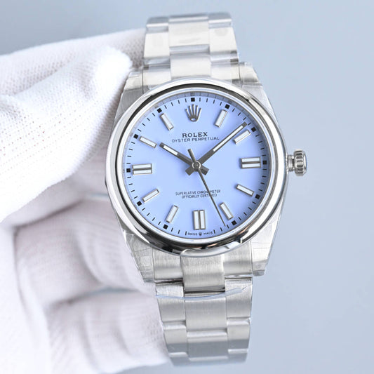 Rolex Perpetual 41mm Silver Light Blue