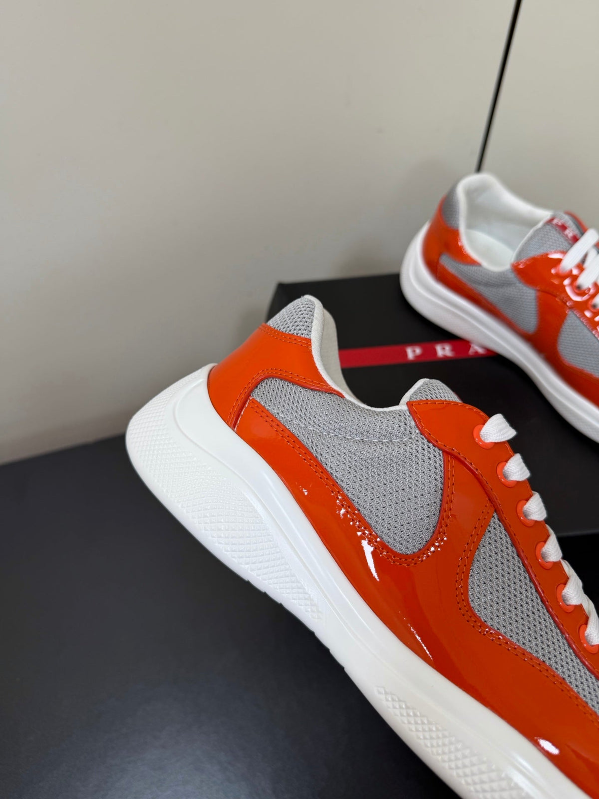 Prada America's Cup Sneaker Red Patent Leather Mesh 618921