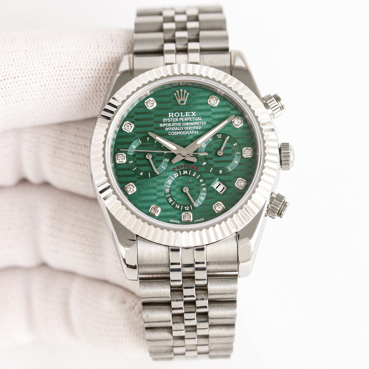 Rolex Daytona 41mm Silver Green Blue