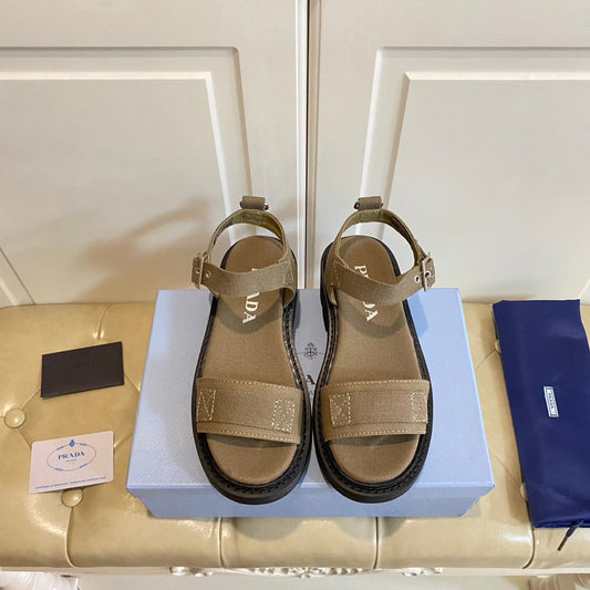 Prada Front Strap Sandal Military Green Canvas 687804