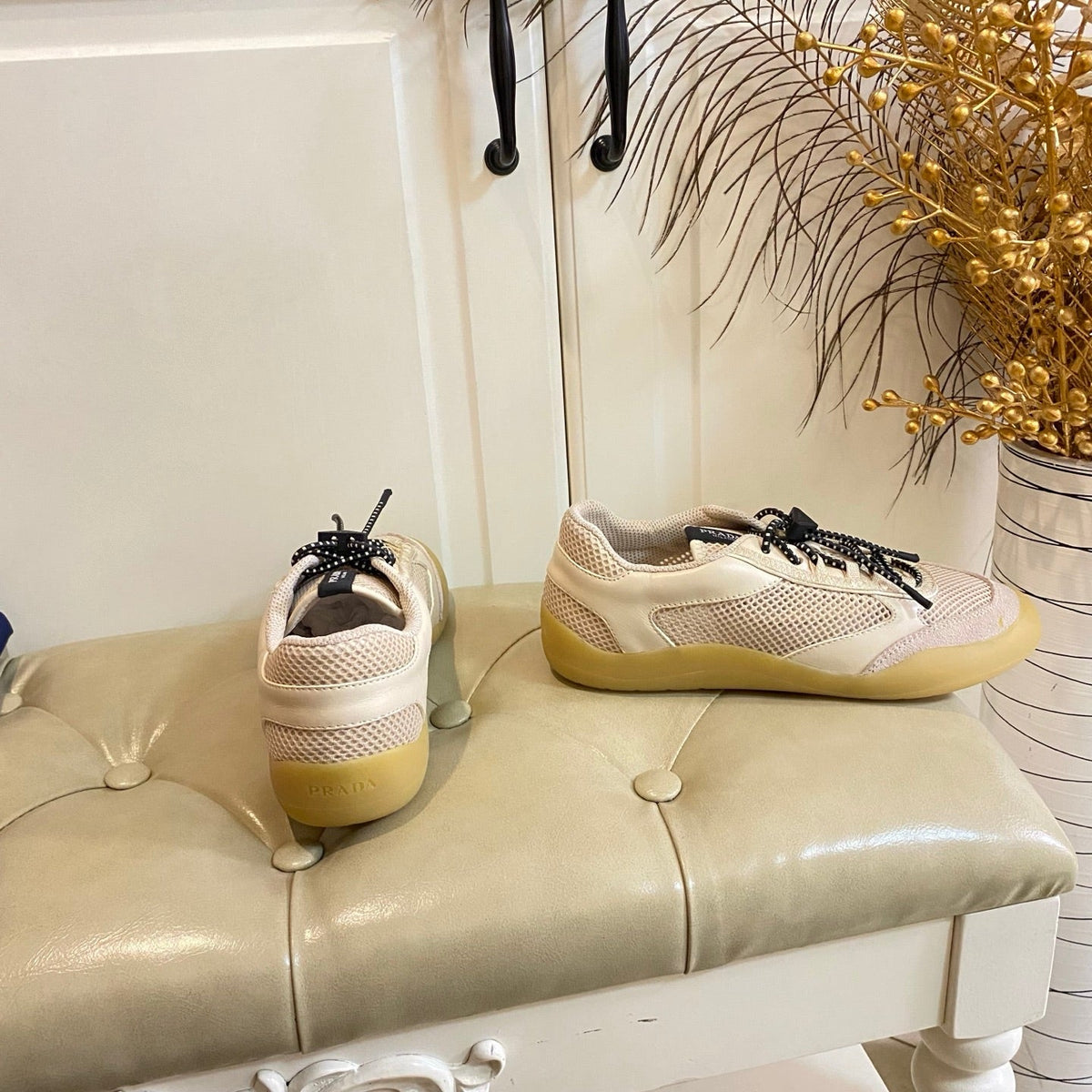 Prada Speedrock Sneaker Beige Suede Mesh 687797