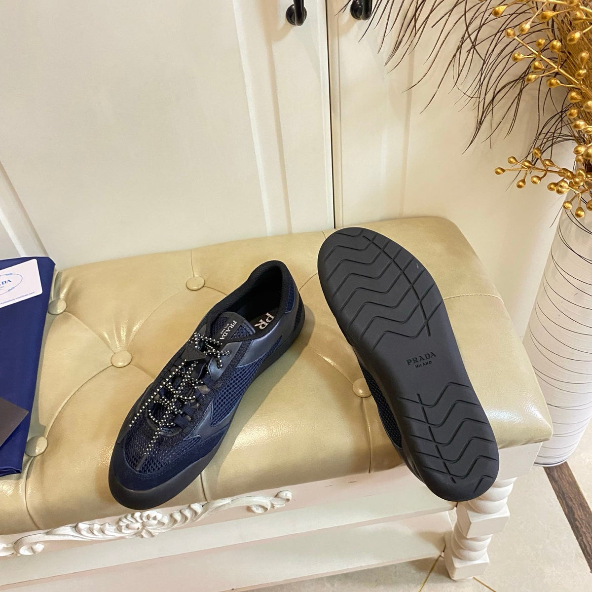 Prada Speedrock Sneaker Navy Blue Suede Mesh 687798
