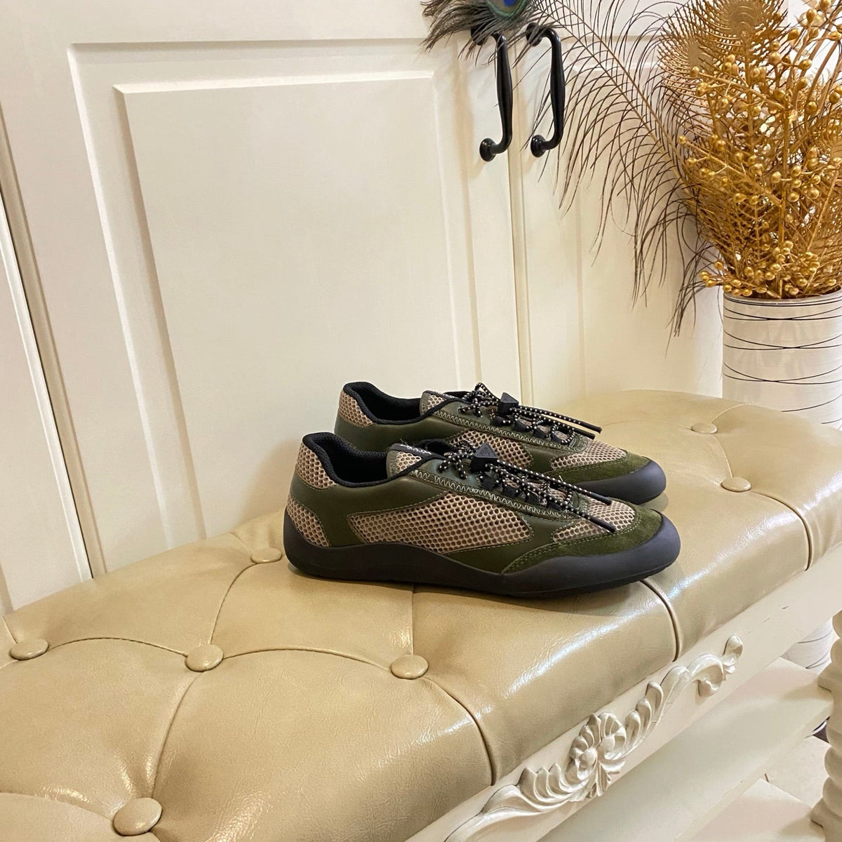Prada Speedrock Sneaker Military Green Suede Mesh 687800
