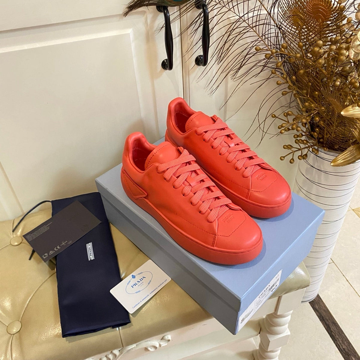 Prada 26s Court Sneakers Full Red Leather 866070