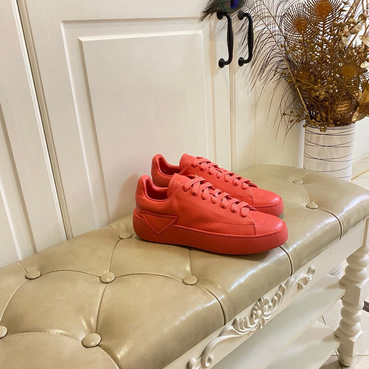 Prada 26s Court Sneakers Full Red Leather 866070