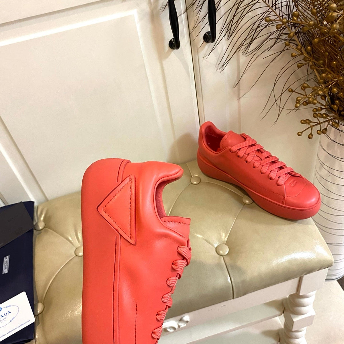 Prada 26s Court Sneakers Full Red Leather 866070