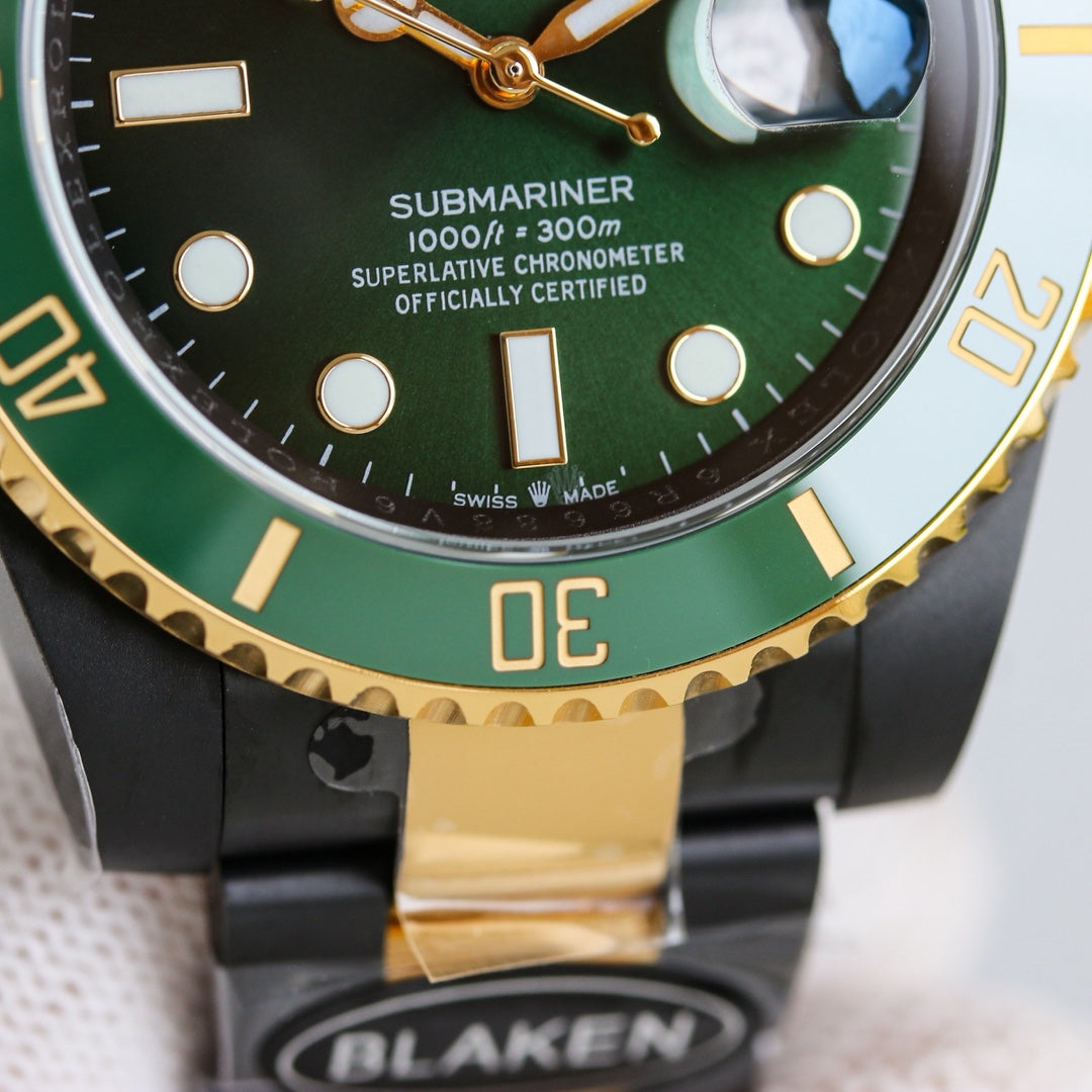 Rolex Submariner 40mm Carbon Black Green Gold