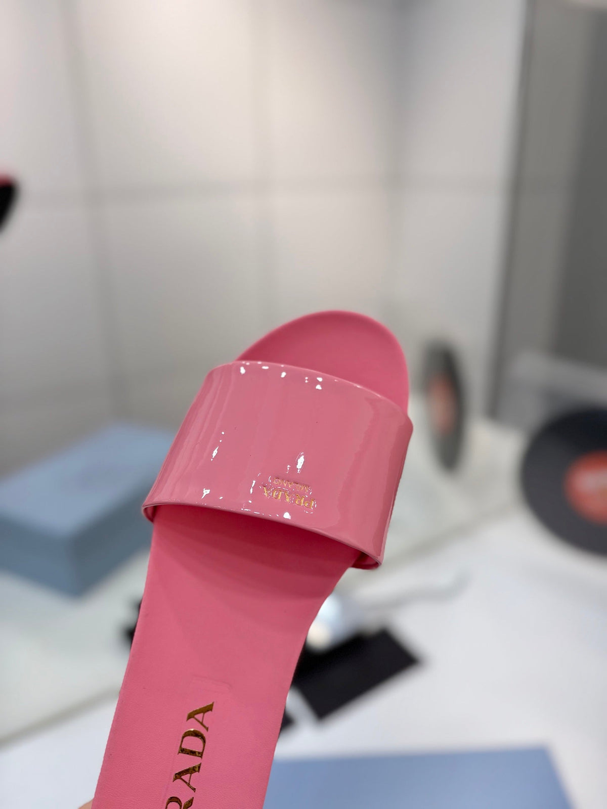 Prada Slides Pink Patent Leather 834594