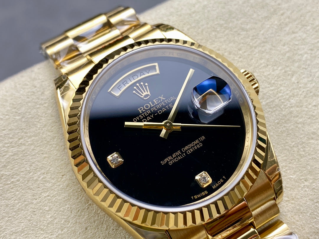 Rolex Day-Date 36mm Gold Black Dial