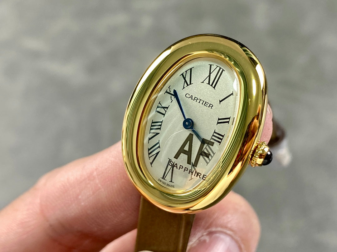 Baignoire Gold Case Brown Leather Strap
