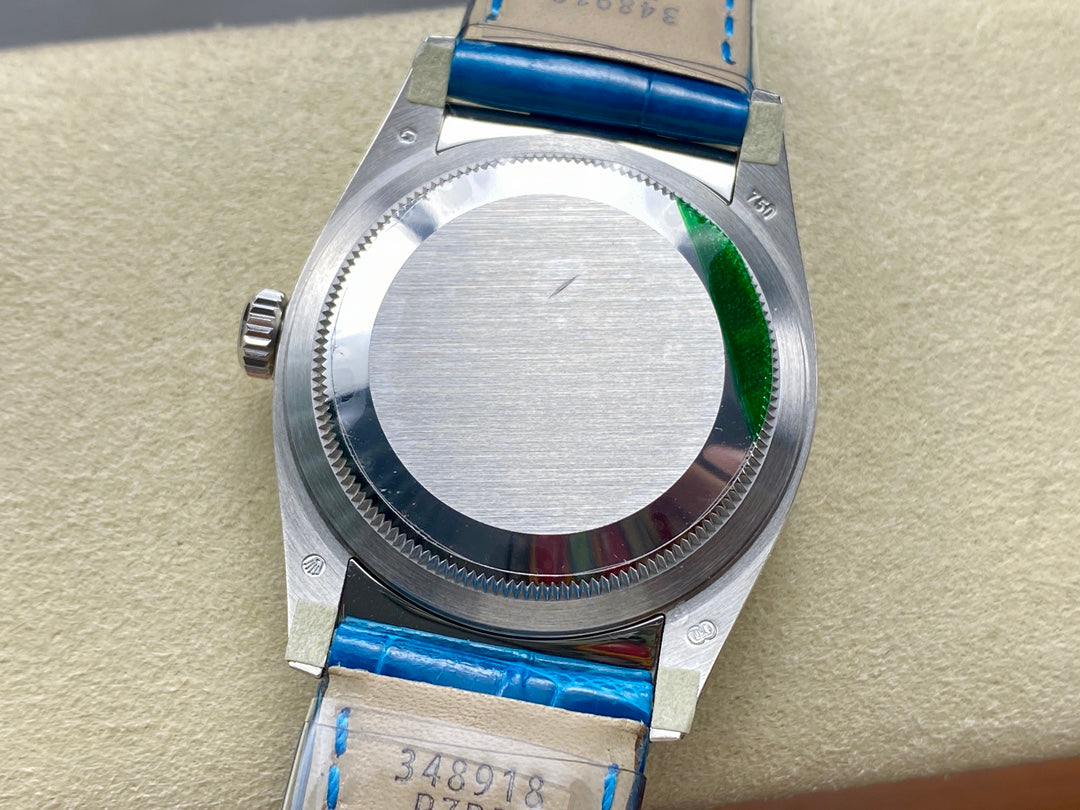 ROLEX Day-Date 36mm Diamond Blue Leather
