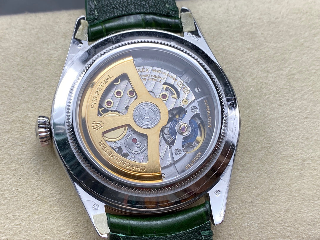 Rolex Perpetual 39mm Silver Green Dial