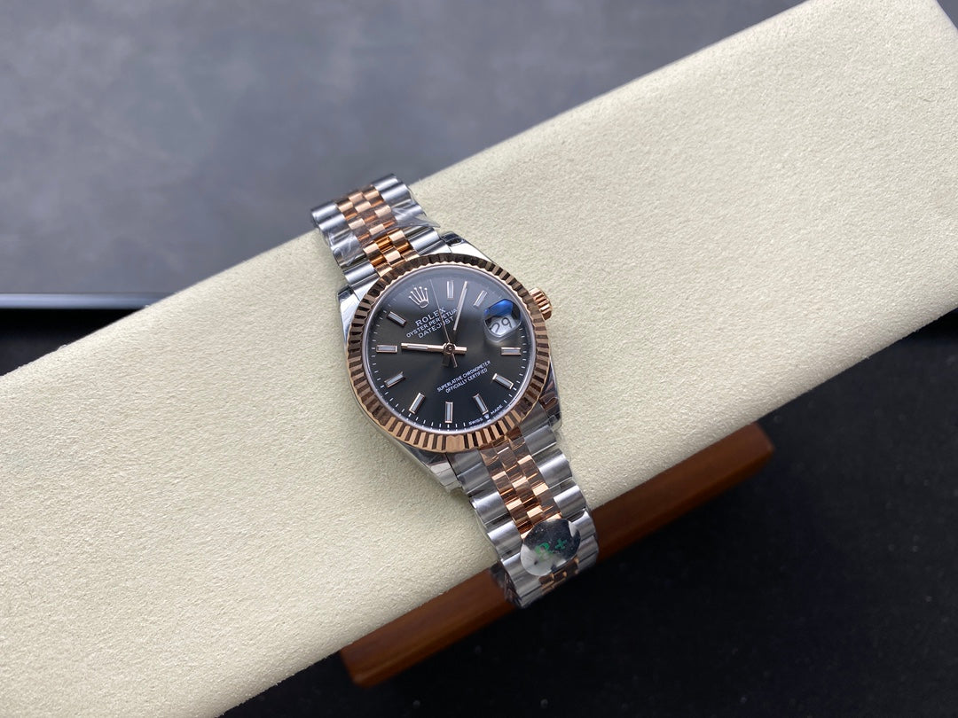 Datejust 31mm Pink Gold Steel Dark Grey Dial