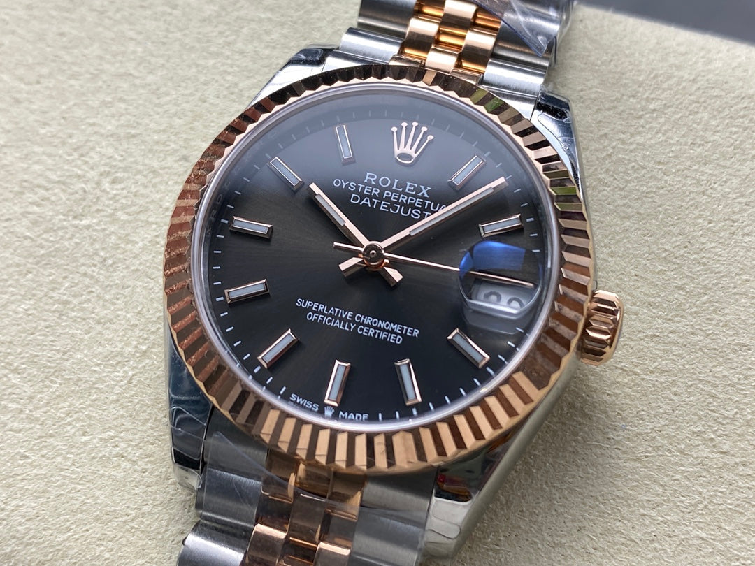Datejust 31mm Pink Gold Steel Dark Grey Dial