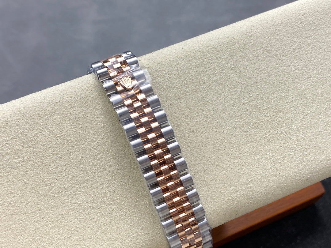 Datejust 31mm Pink Gold Steel Diamond Bezel Chocolate Dial