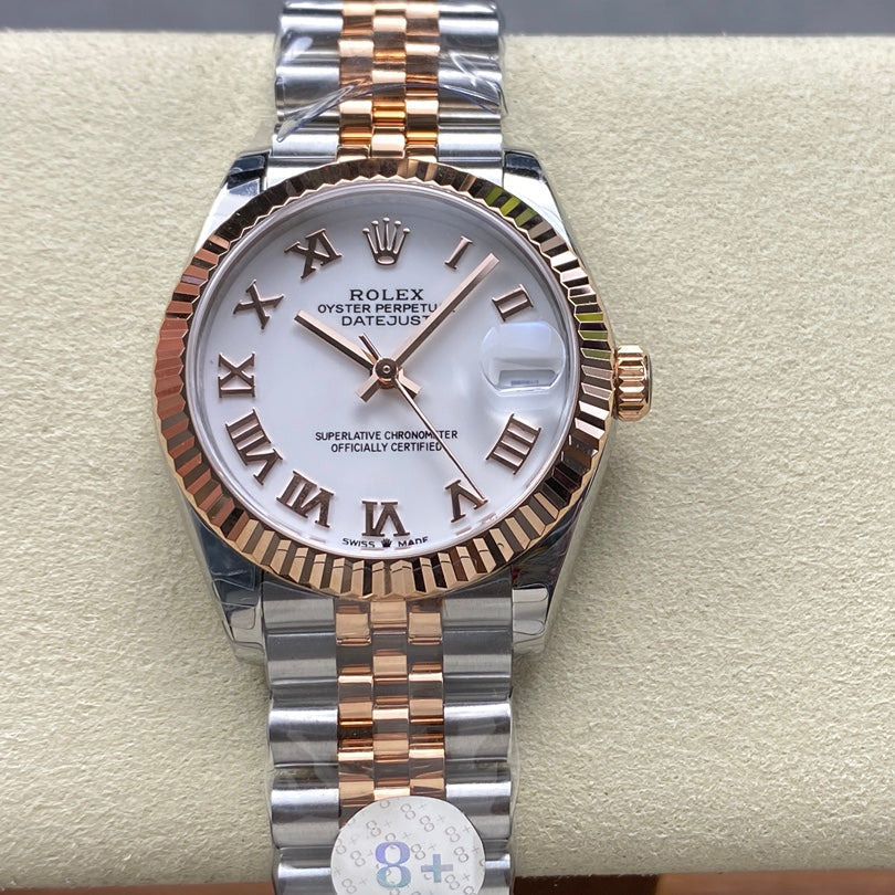 Datejust 31mm Pink Gold Steel White Dial