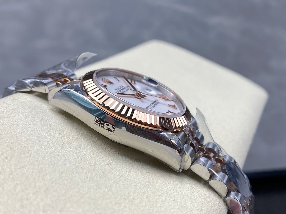 Datejust 31mm Pink Gold Steel White Dial